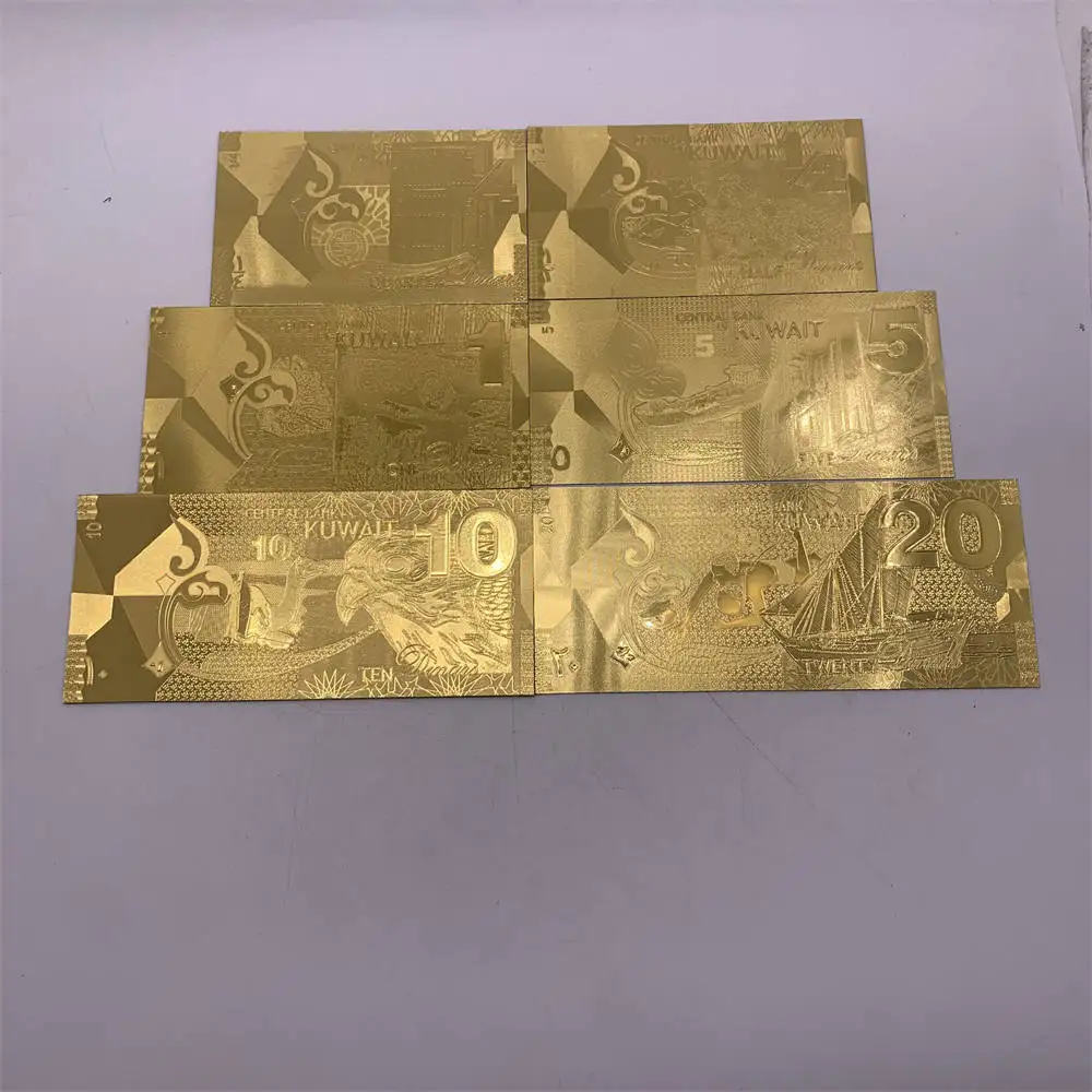 科威特1/4 1/2 1 5 10 20 迪纳尔纪念品PET 假24K镀金纸币收藏品家居装饰礼物| Alibaba.com