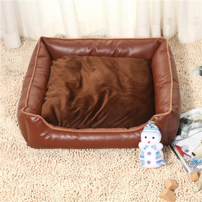 Leather pet sofa waterproof material luxury pet bed for dog and puppy custom size dog bed