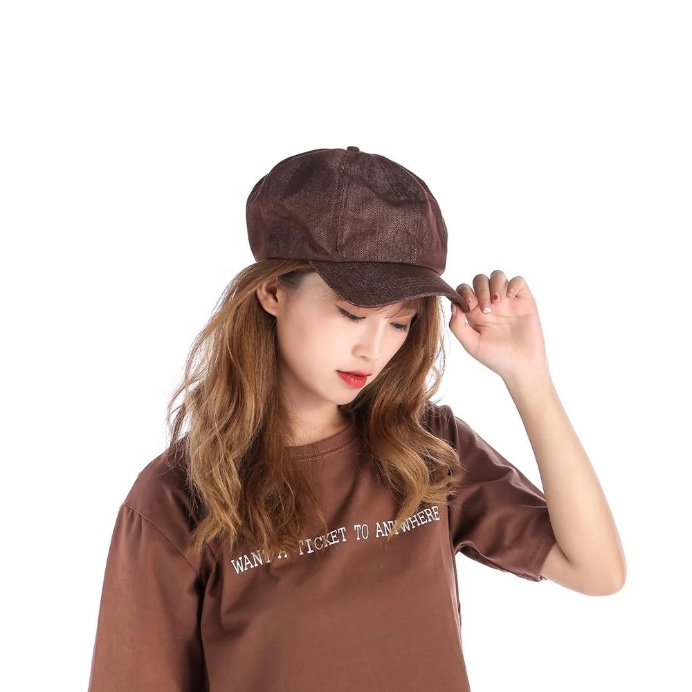 Изготовленный на заказ для взрослых; Цвет Однотонный; Из джинсовой ткани в стиле арт Кепка на осень-зиму, в Корейском стиле, модные джинсовые береты шапки