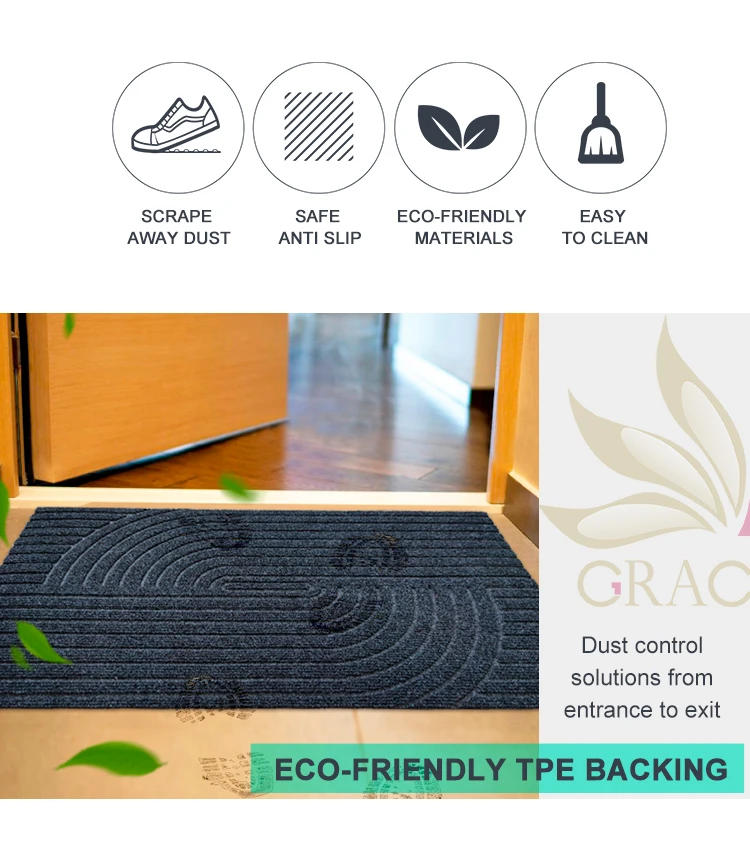 2024 Graceline Dustproof TPE backing Ribs doormat design antislip door mat(图4)