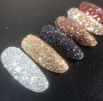 Japanese 8 Colors Crystal Diamond Pigment Loose Powder Flash Micro Reflective Glitter Acrylic Powder For Nail