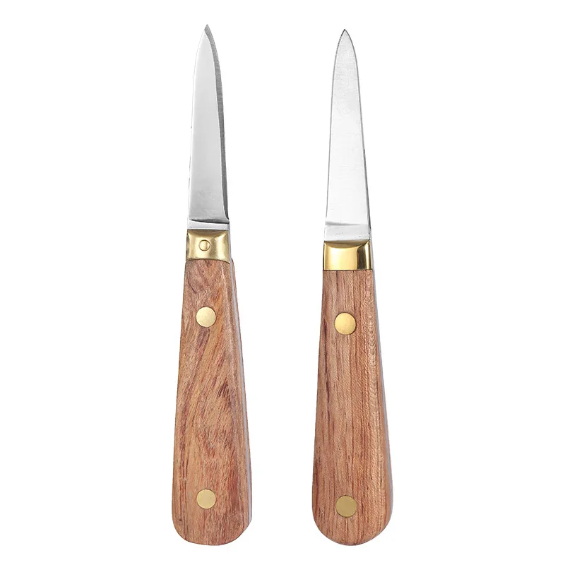 Manjia Custom Logo Premium Oysters Opener Wood Handle Stainless Steel Seafood Tool Paddy Oysters Shucker Open Shucking Knife