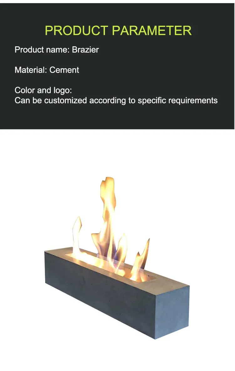 Decoration Cement Easy Burning Tabletop Fire Pit Indoor Round Bio