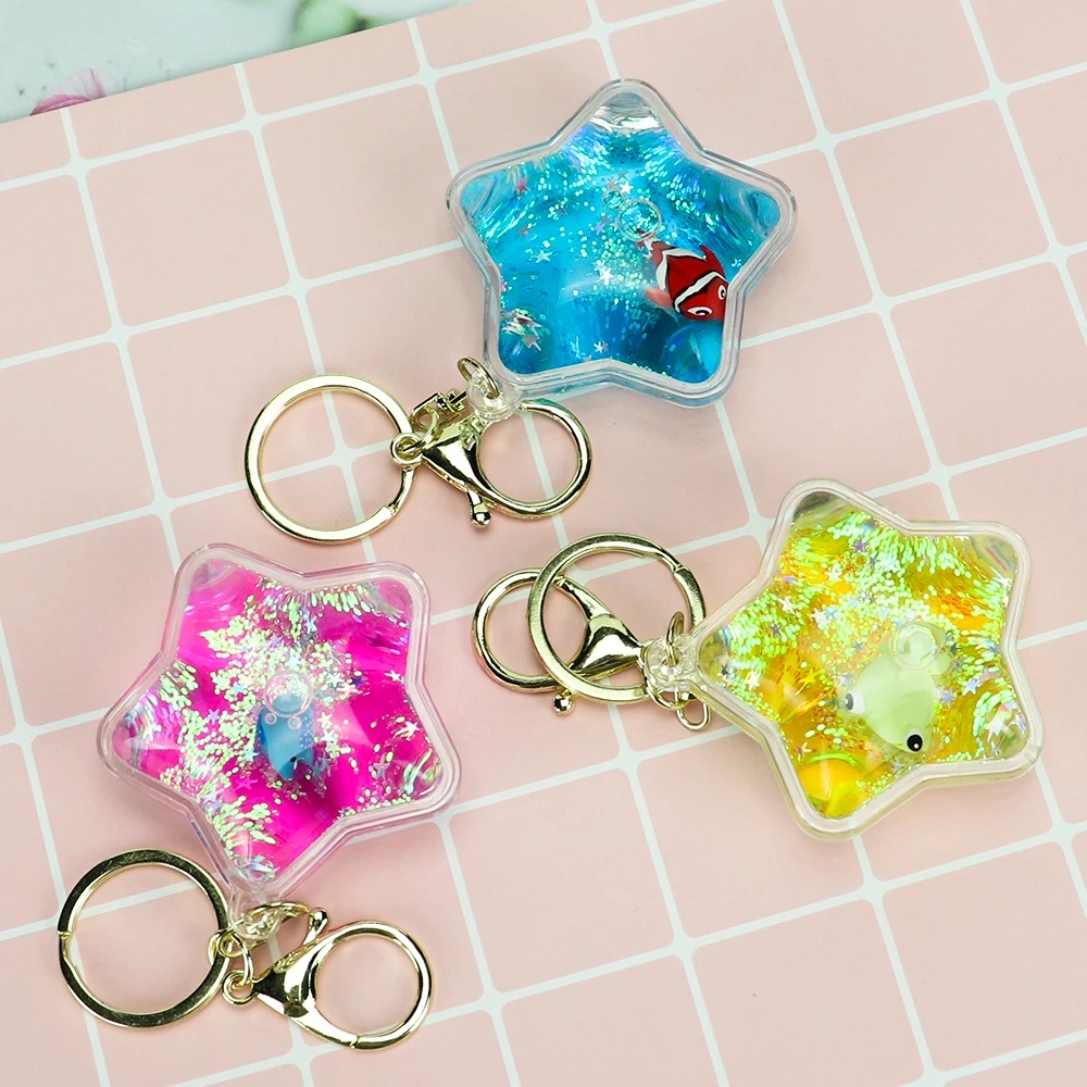 Sanlead Acrylic Moving Liquid Keychain Set Cute Marine Life Lovely ...