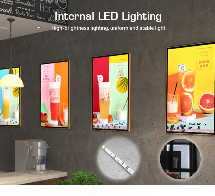 Easy Change Poster Frame Advertising Light Box Ultra-thin LED Photo Frame Slim Light Box Led Restaurant Menu Board