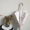 Yellow bellflower-8-rib straight handle beige umbrella