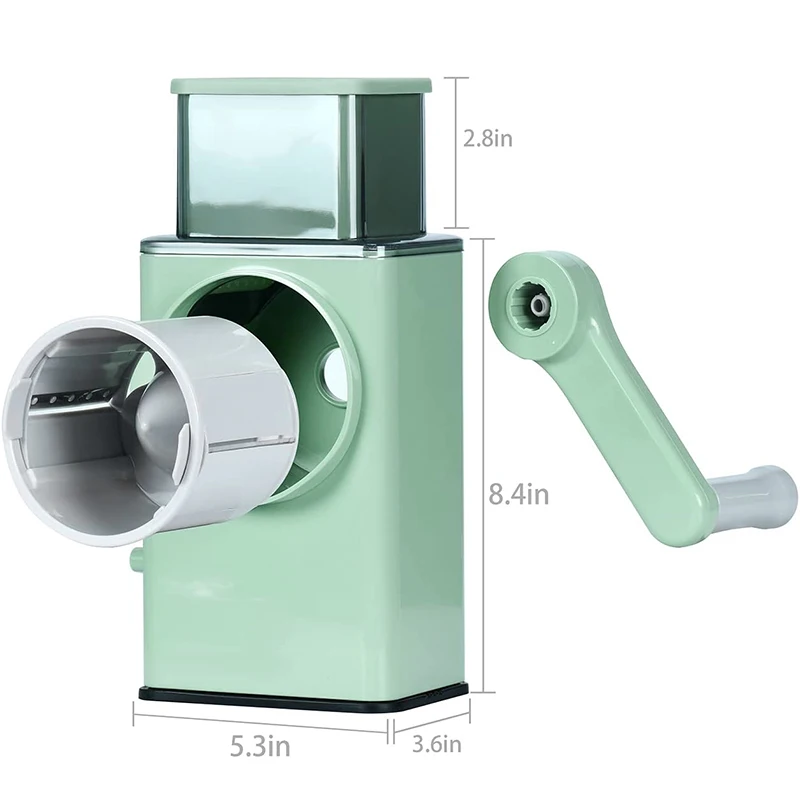 Upgraded Hand Crank Potato Slicer Cutter Rotary Cheese Graters Chopper Shredders Kitchen Tool with 3 Drum Blades for Vegetables