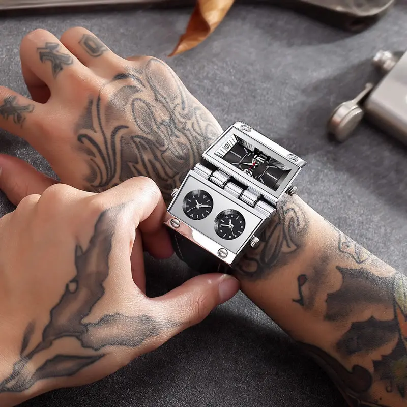 Oulm 9525 Watch - Stylish Multi-Time Zone Quartz Men's Watch