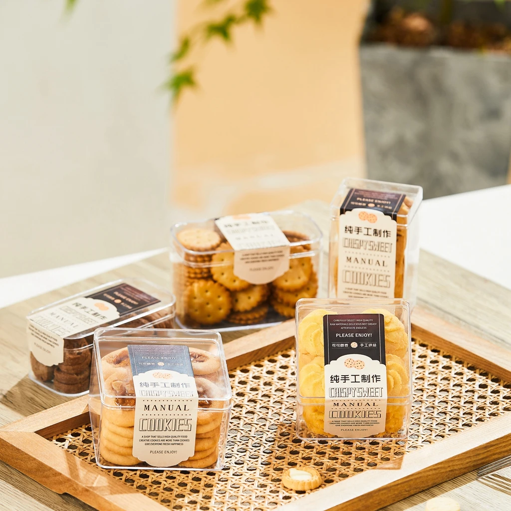 High Quality Transparent Rectangle Cokies Boxes Biscuit Biscuit Packaging Box Food Box for Biscuits Cookie