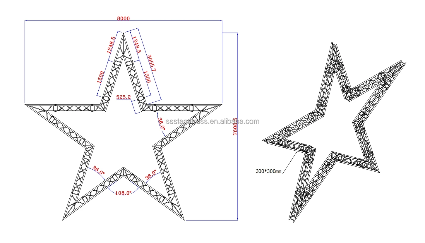 product 300300mm aluminum spigot truss customized star shape truss for concert event-7