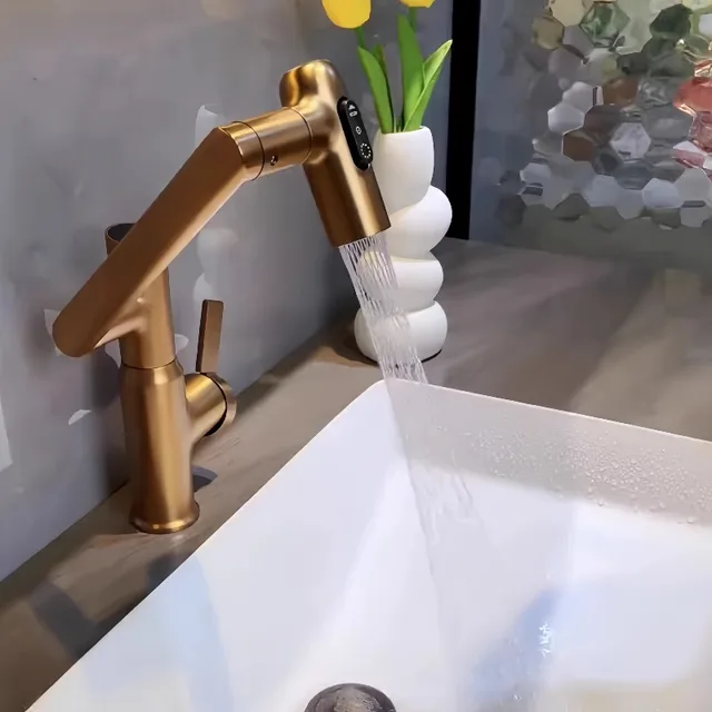 Gun gray digital display Contemporary single handle Modern brass faucet Scrape bathroom fixture Robotic hot and cold tap