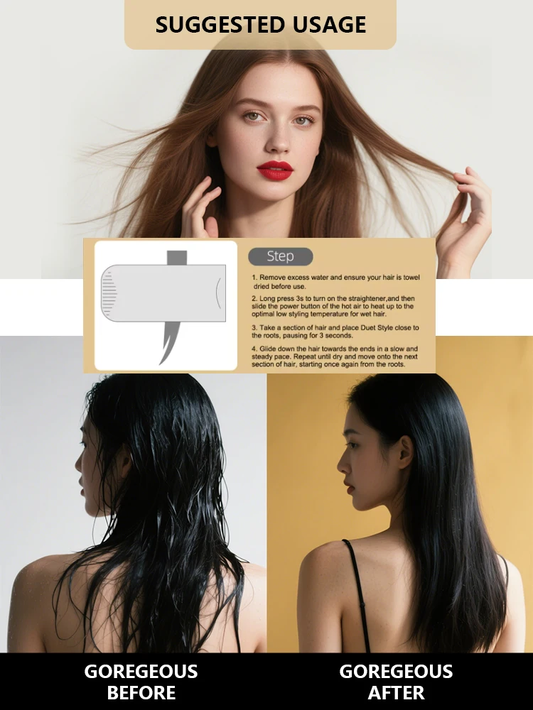 MESKY  Hair Dryer Straightener Wet to Dry Styler with LED Display Electric Hair Straightener Brush manufacture