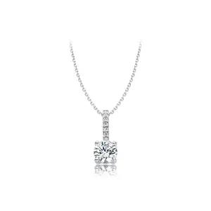 Keiyue Fine Jewelry Women's Charm Necklace Silver Plated Channel Set Square Zircon Third Party Certified New Design