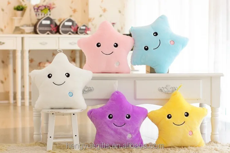 Valentine's Day Creative 34CM Glowing Pillow Led Light Colorful Luminous Stars Plush Toys For Kids Children