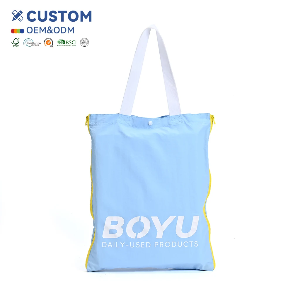 Custom LOGO Print Portable Luxury Designer Nylon Handbags for Women Ladies Fashion Shopping Bags