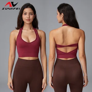 Fashionable Appearance Sexy Fashion Slimming Cut Comfortable Support Red Halter and Beautiful Back Yoga Bra