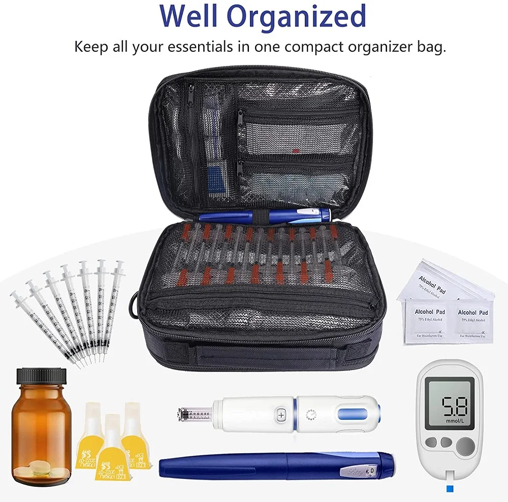 Double Layer Diabetic Organizer Bag Diabetic Kits Storage Bag Diabetic