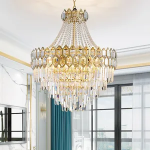 Luxury Modern Crystal Chandelier for Large Living Dining Rooms Rotating Staircase Pendant Light Stainless Steel Postmodern Villa