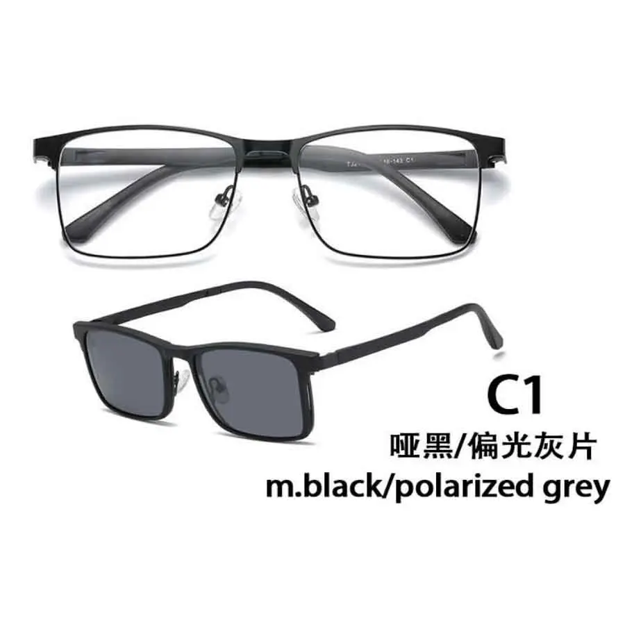 TJ2177  Ready Stock  Frames Glasses With Sunglasses Polarized Magnetic Clip on Sunglasses for Men