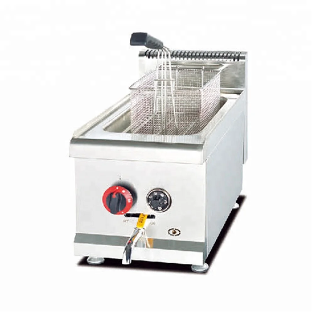 GF-72 CE Approved Stainless Steel Industrial Deep Fryer 12 L Commercial Chicken Fried Machine Potato Chips LPG Natural Gas Fryer