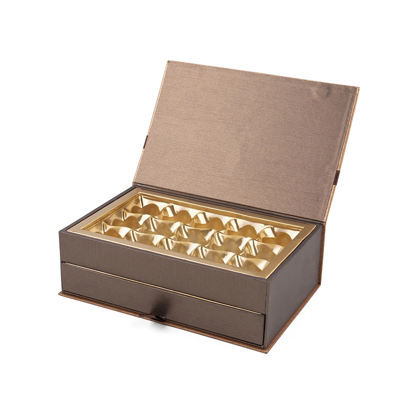 Luxury Empty  Coated  Paper Grids Packaging Food Grade Chocolate Packaging Box