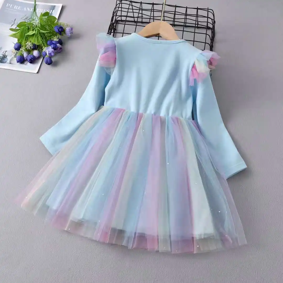 Fall Dresses For Girls Vestidos Frozen Elsa Dresses Birthday Party Long ...