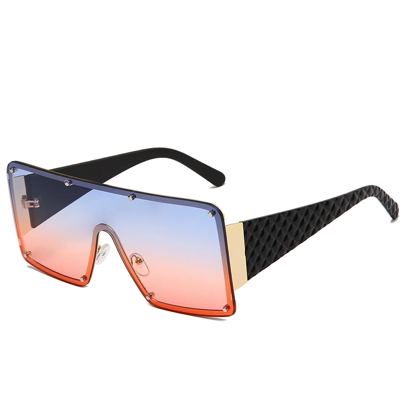 NWOGLSS 58287 Colorful Metal Square Oversized Fashion Conjoined Sunglasses aperçu 11