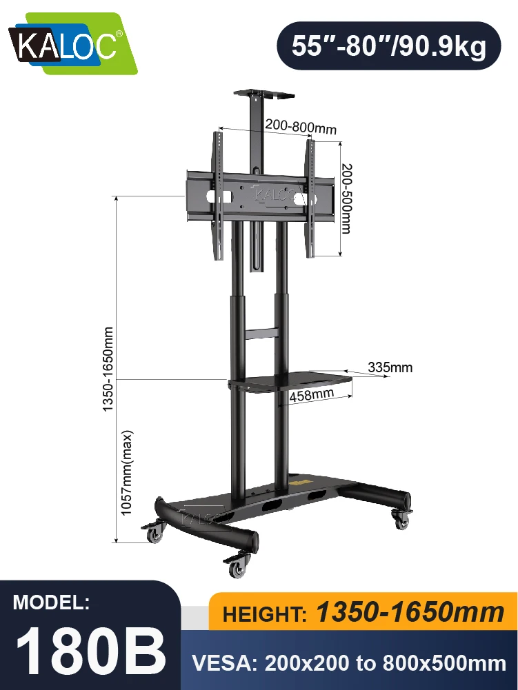 KALOC KLC-180 TV Cart - Versatile Mount for 55''-80'' Tvs