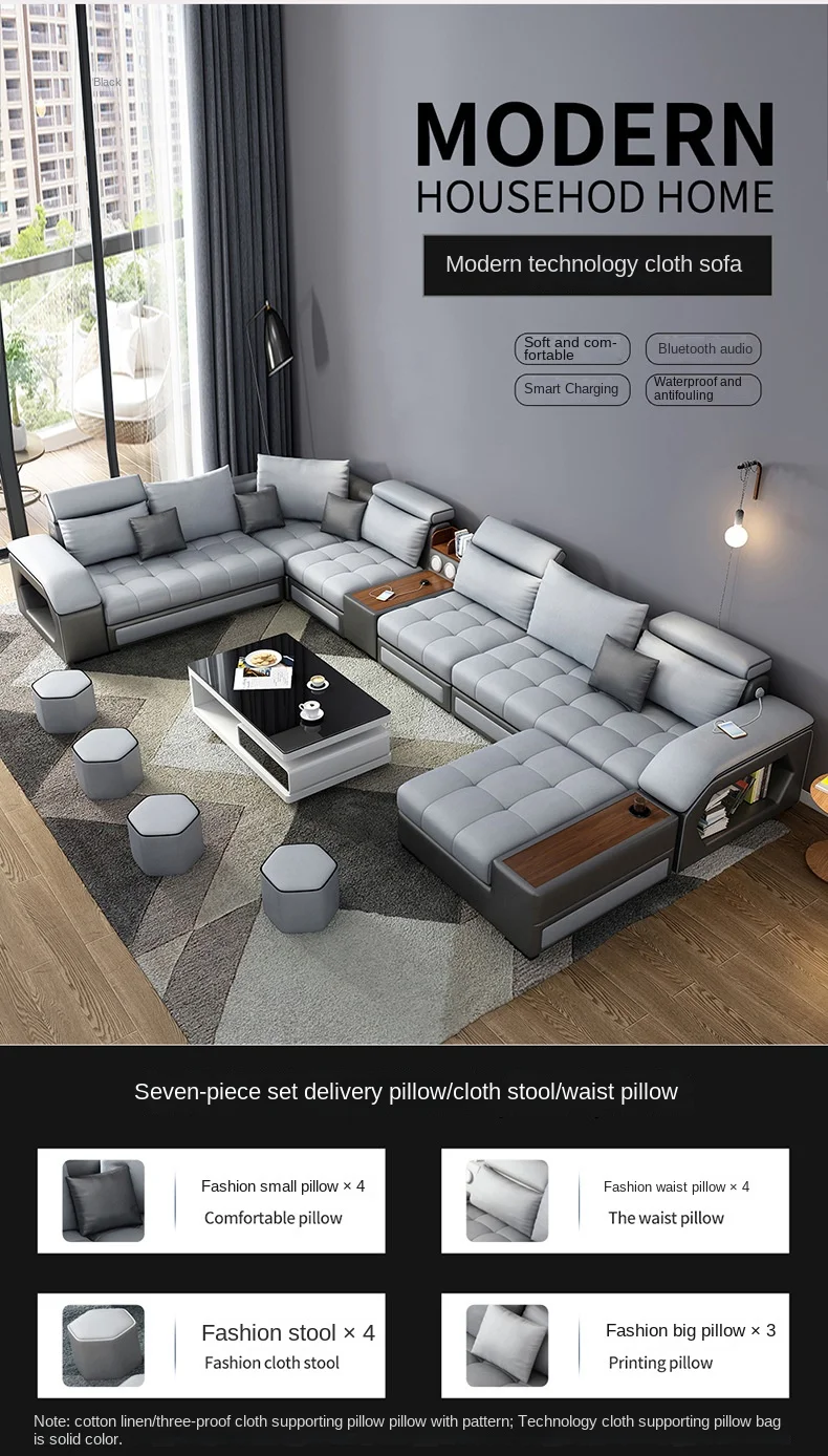 Wooden Sectional Sofa Set for Villa Kitchen Bedrooms School Furniture sofa with Removable and Extendable Features