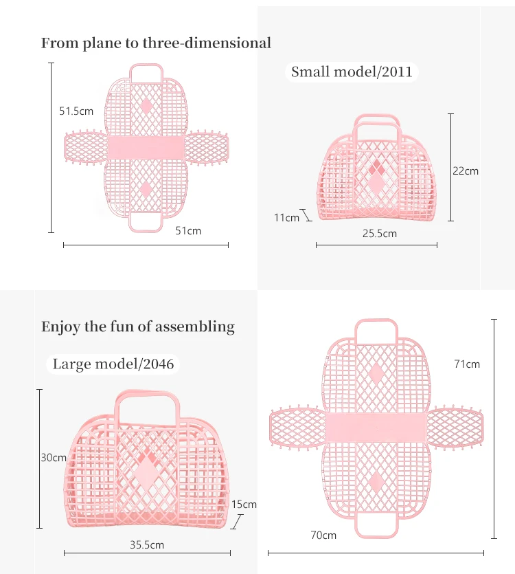 Fashion portable shopping plastic foldable storage basket for household