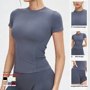 Anti UV Moisture Absorbing Slim Fitted Women Short Sleeve Yoga Running Pilates Sports Top