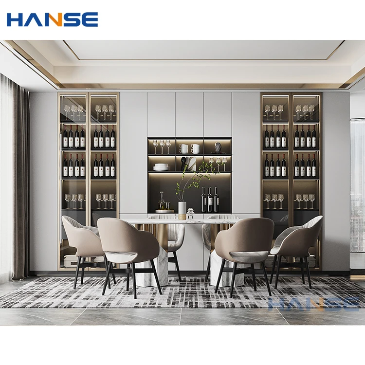 Modern Luxury White Wood Wall bar Cabinets Furniture Design Home Living  Room Wine Storage Wooden bar Cabinet - Main Image