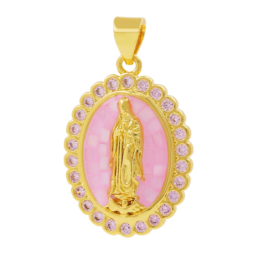 24K Gold Plated Virgin Mary Charm Pendant for Necklaces