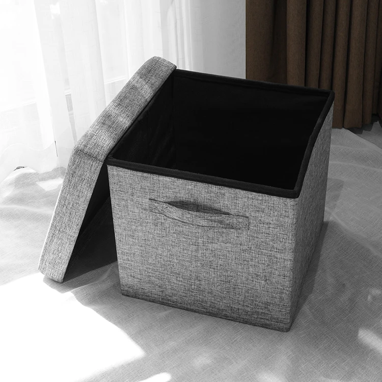 Customized Storage Folding Ottoman Box Linen Folding Sitting Living Room Storage Stool Ottoman