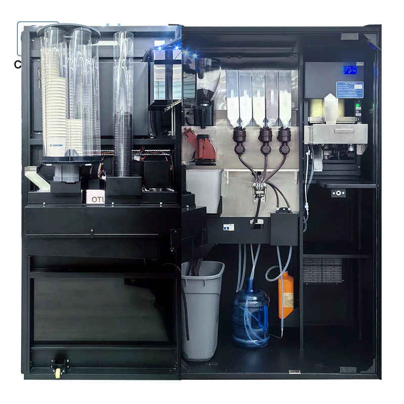 GS Office Automatic Coffee Vending Machine 24 Hours Bean to Cup Featuring Ice Making Function and SDK