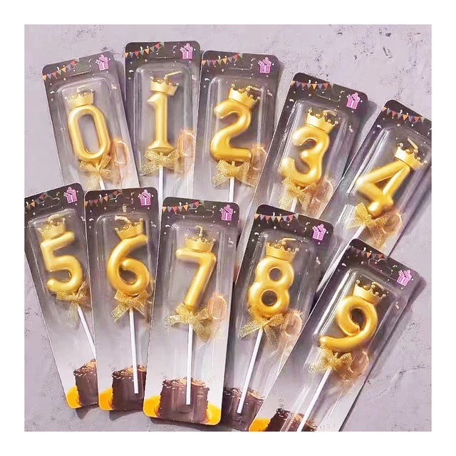 New glitter golden Bow Crown Shape Digital 0-9 Party custom extra tall 20 mermaid sparkling happy birthday number cake candles