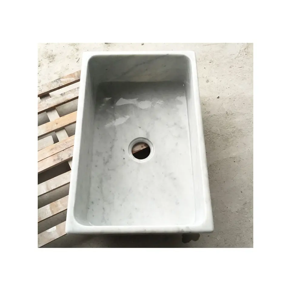 Глубокая раковина из белого мрамора для ванной комнаты раковины