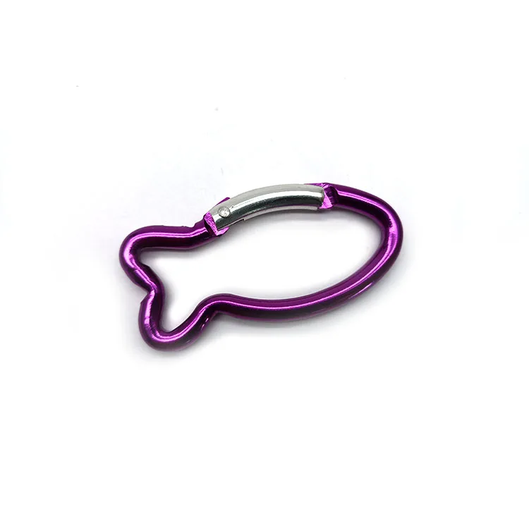 Carabiner Clip Fish Shape Keychain Aluminum Alloy Buckle Spring Carabiner Snap Hook Clip Keychains Outdoor Camping Tools