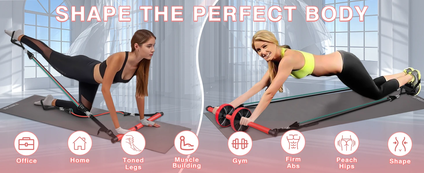 Pilates Bar Kit With Resistance Band,Portable Resistance Band And 3