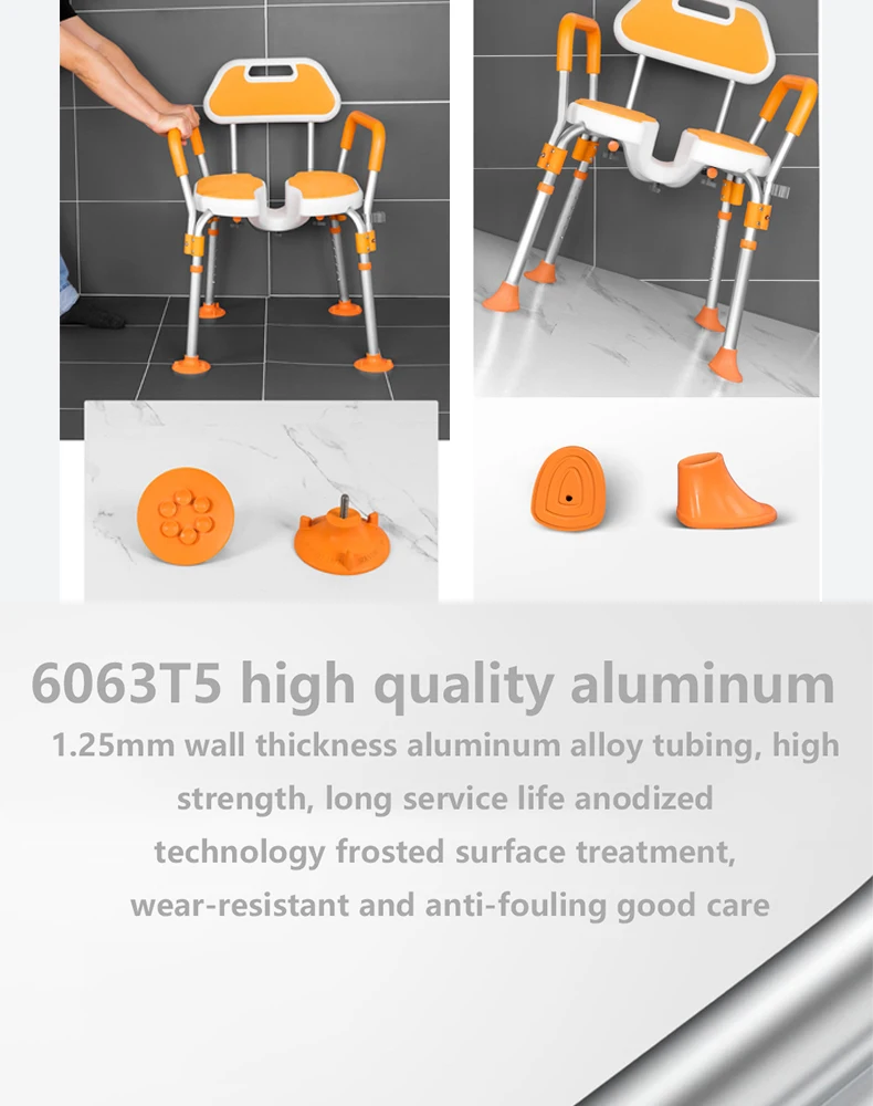 product wholesale adjust shower chair aluminum bath chair for the disable bathroom seat chair for shower bathroom stool-5