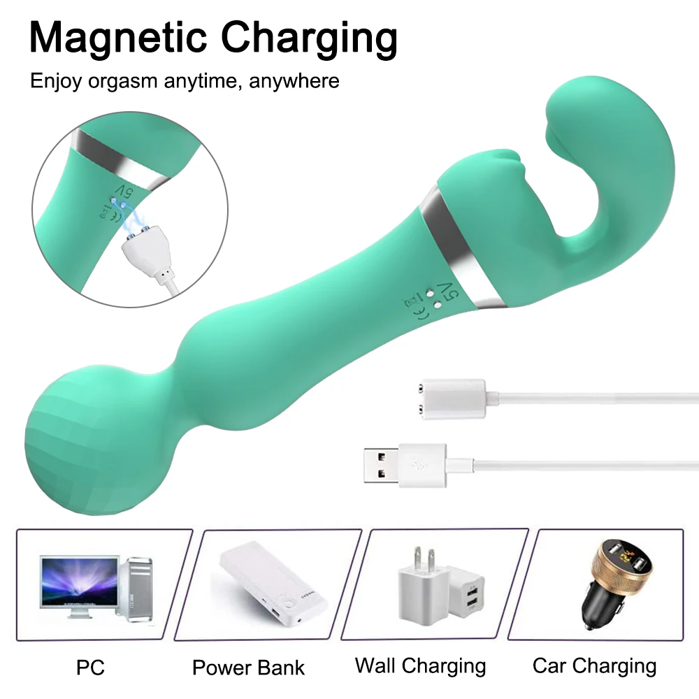 ALWUP Powerful Stimulator Personal Magic AV Vibrator Wand for Clitoris USB Rechargeable Massager Sex Toys for Adults Female