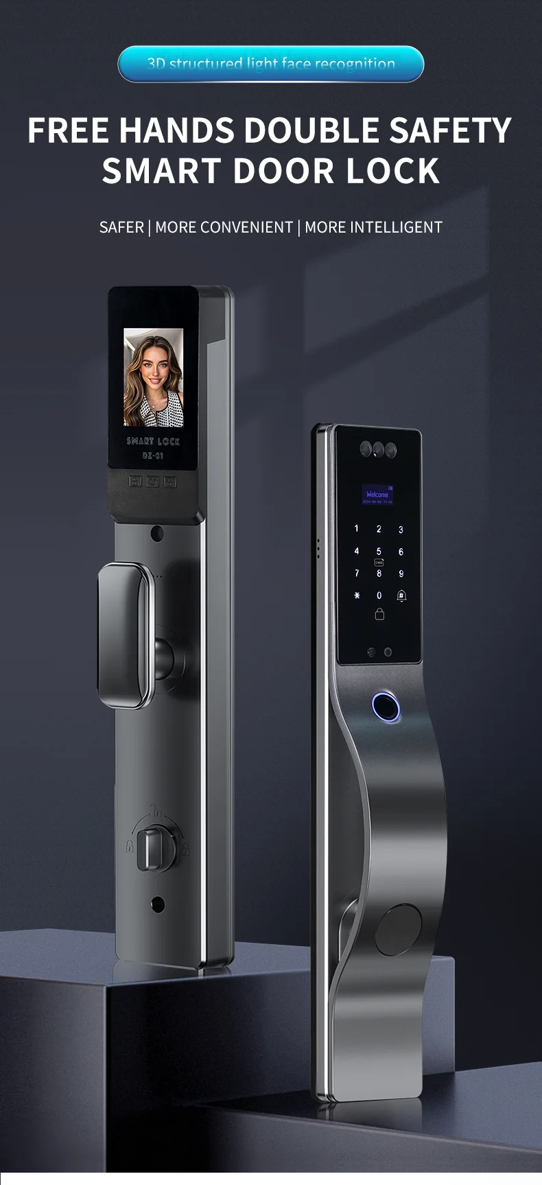 广州ONLENSE 3D人脸可视对讲自动指纹锁Wishome APP别墅公寓门锁支持OEM