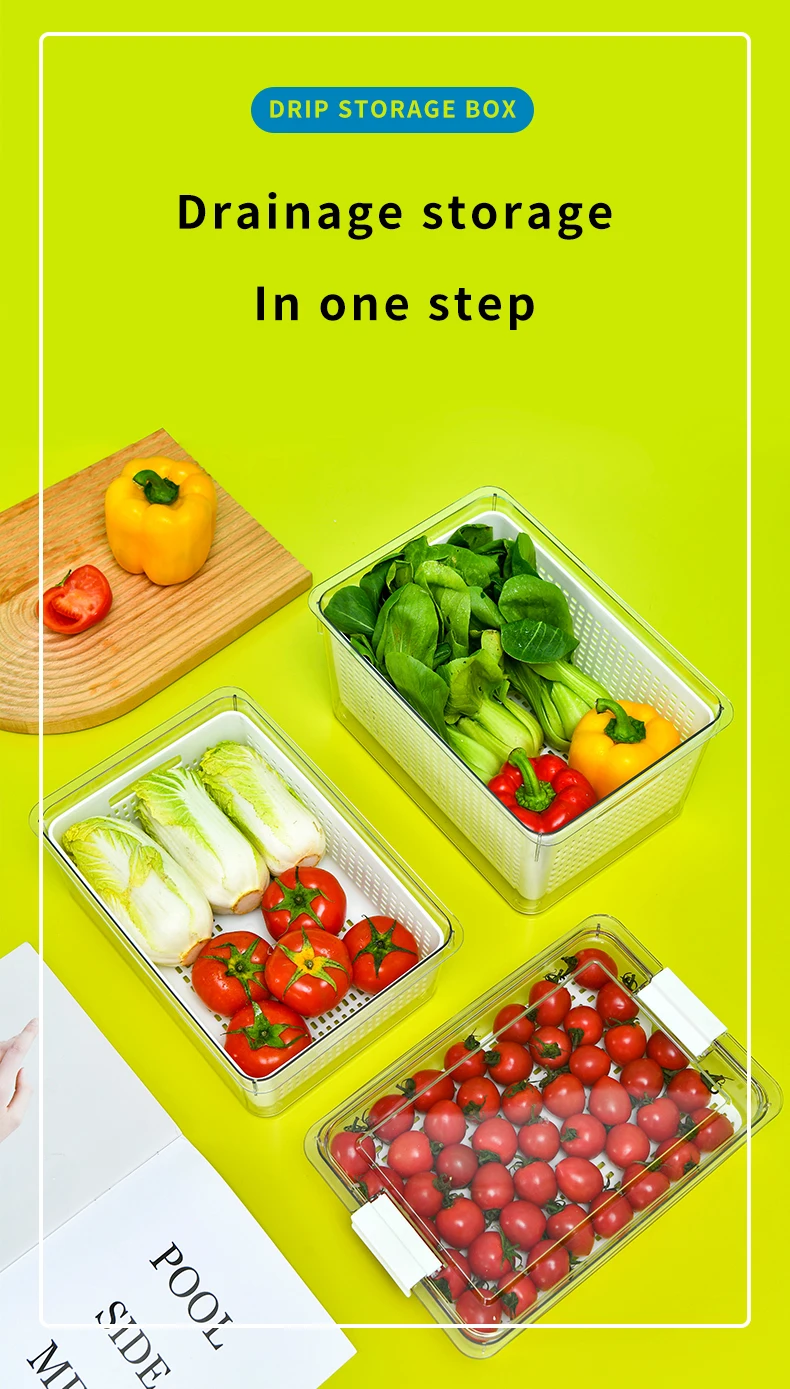 Kitchen Acrylic Plastic Clear Fridge Bins Refrigerator Organizer High