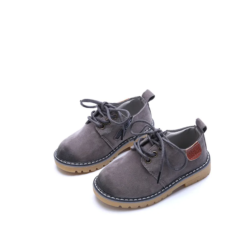 Детская повседневная кожаная обувь для мальчиков и девочек, британская износостойкая кожаная обувь в стиле ретро с большим носком, детская обувь