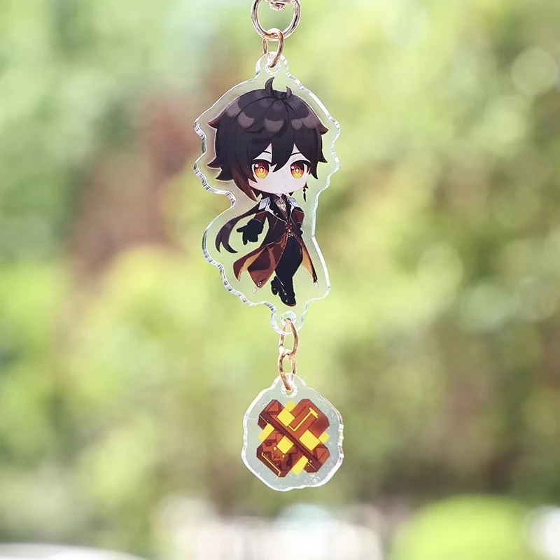 Custom Printed Acrylic Charms Genshin Impact Anime Characters Clear Linked Acrylic Keychain