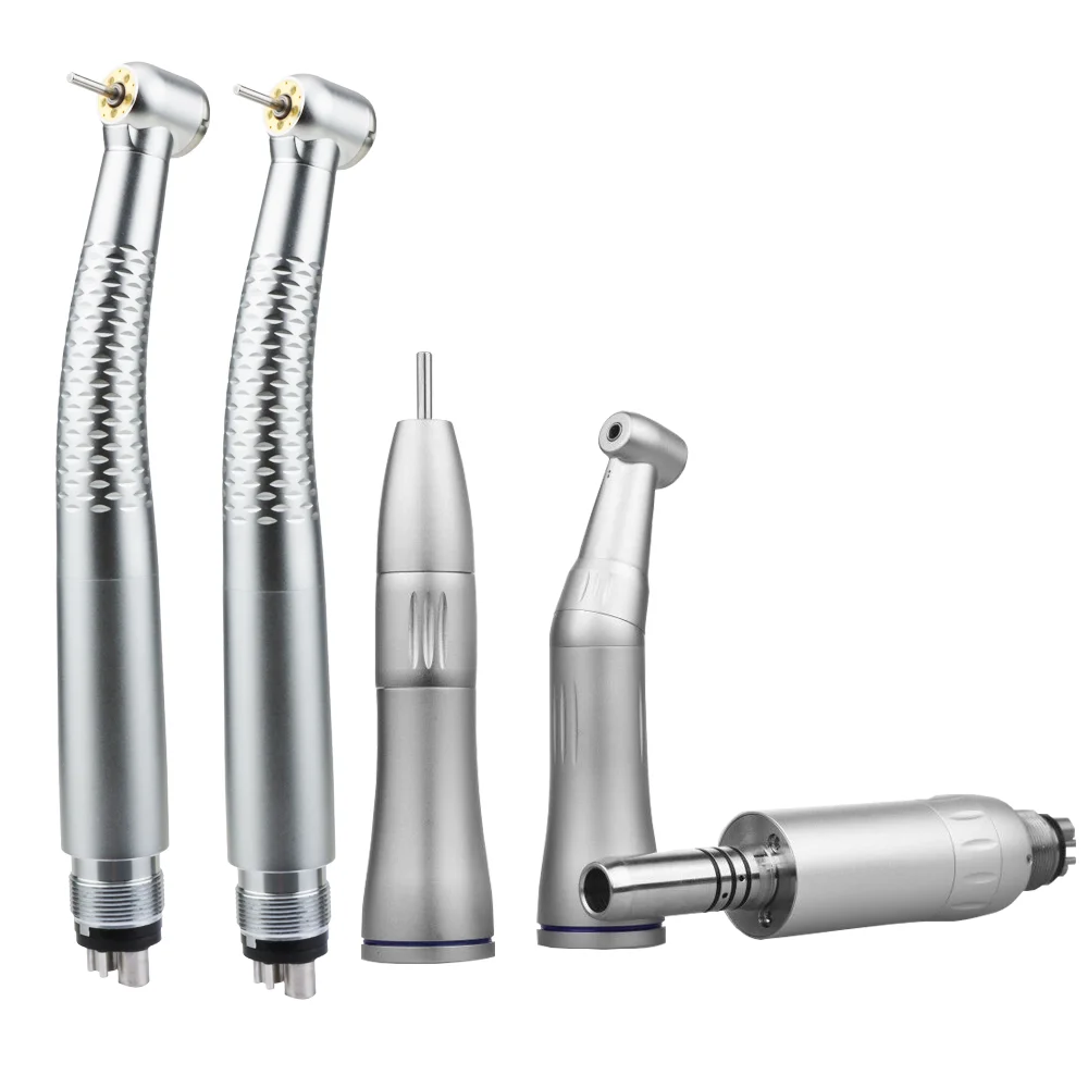 2 PCS Five LED High Speed Dental Turbine With Low Speed Internal Contra Angle Air Motor Straight Handpiece Set