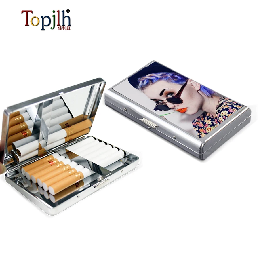 TOPJLH High Quality Silver Sublimation Metal Cigarette Case BLANK CIGARETTE  BOX case Wallet Factory Supply Direct for Souvenir