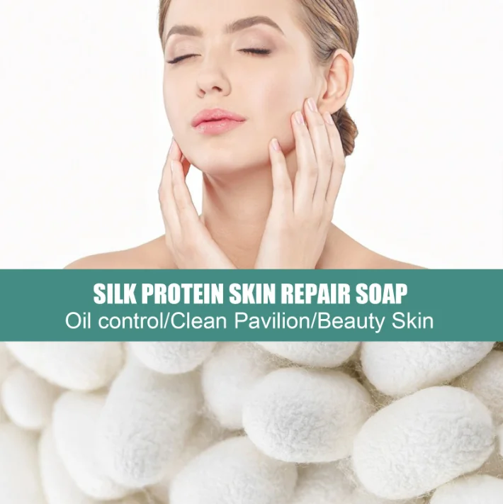 Whitening Silk Protein Soap Remove Skin Mites Acne Cleansing Cleansing Soap Silk Protein Soap Bar custom package