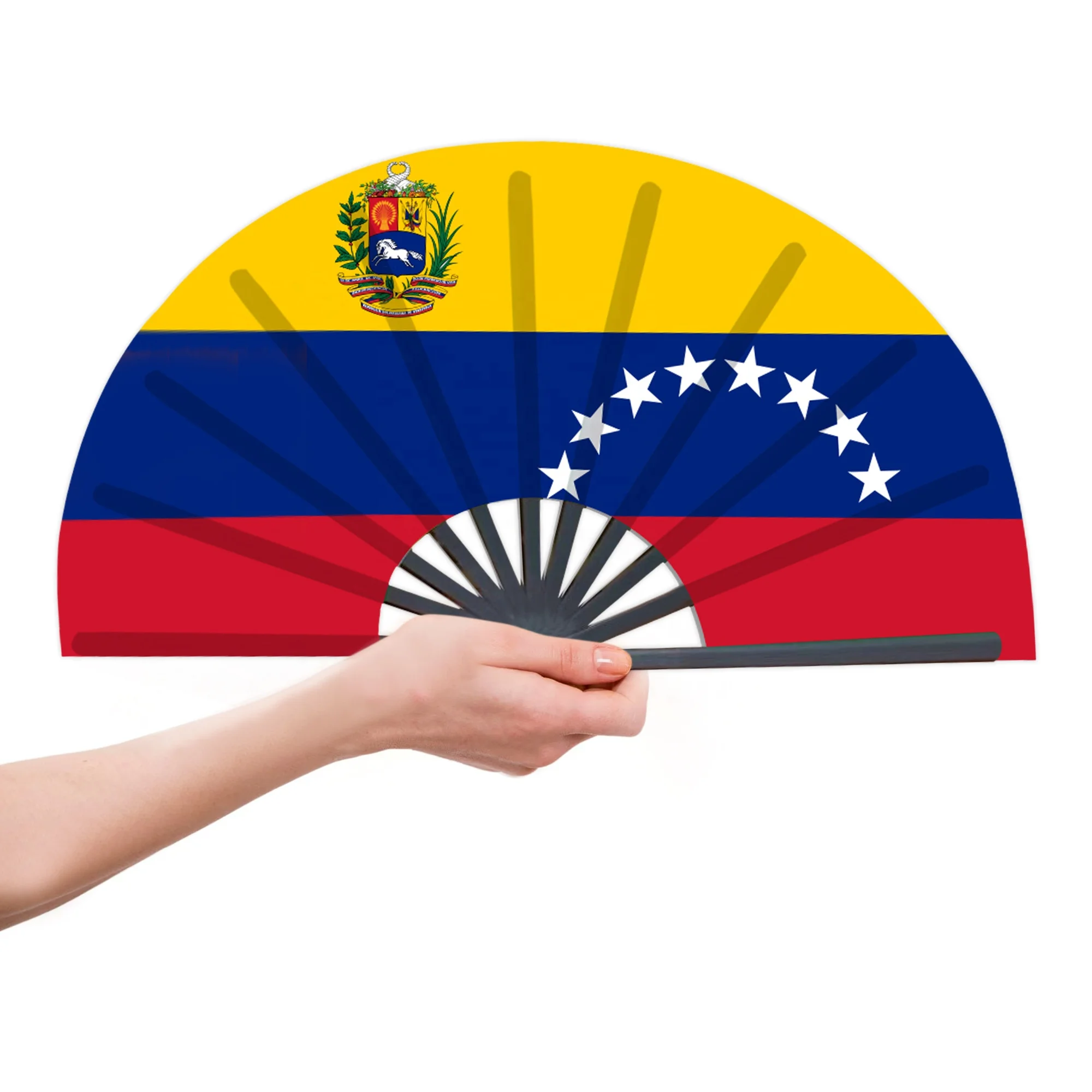 Éventail portatif drapeau vénézuélien 33 cm - Thème de la Journée de la Séparatisation_voghion.com