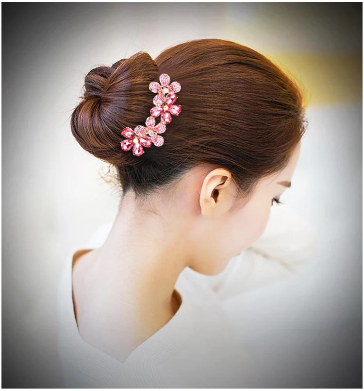 Crystal Hair Clip Bridal Hair Accessories Korean Rhinestone Hair Comb Adult  Bun Fower Hairpin - Buy Crystal Hair Clip,Korean Rhinestone Hair Comb,Adult  Bun Fower Hairpin Product on Alibaba.com